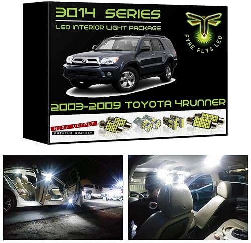 Fyre Flys Luces interiores LED blancas para Toyota 4Runner 2003-2009, 16 piezas, superbrillantes, 6000 K, serie 3014, kit de paquete SMD y