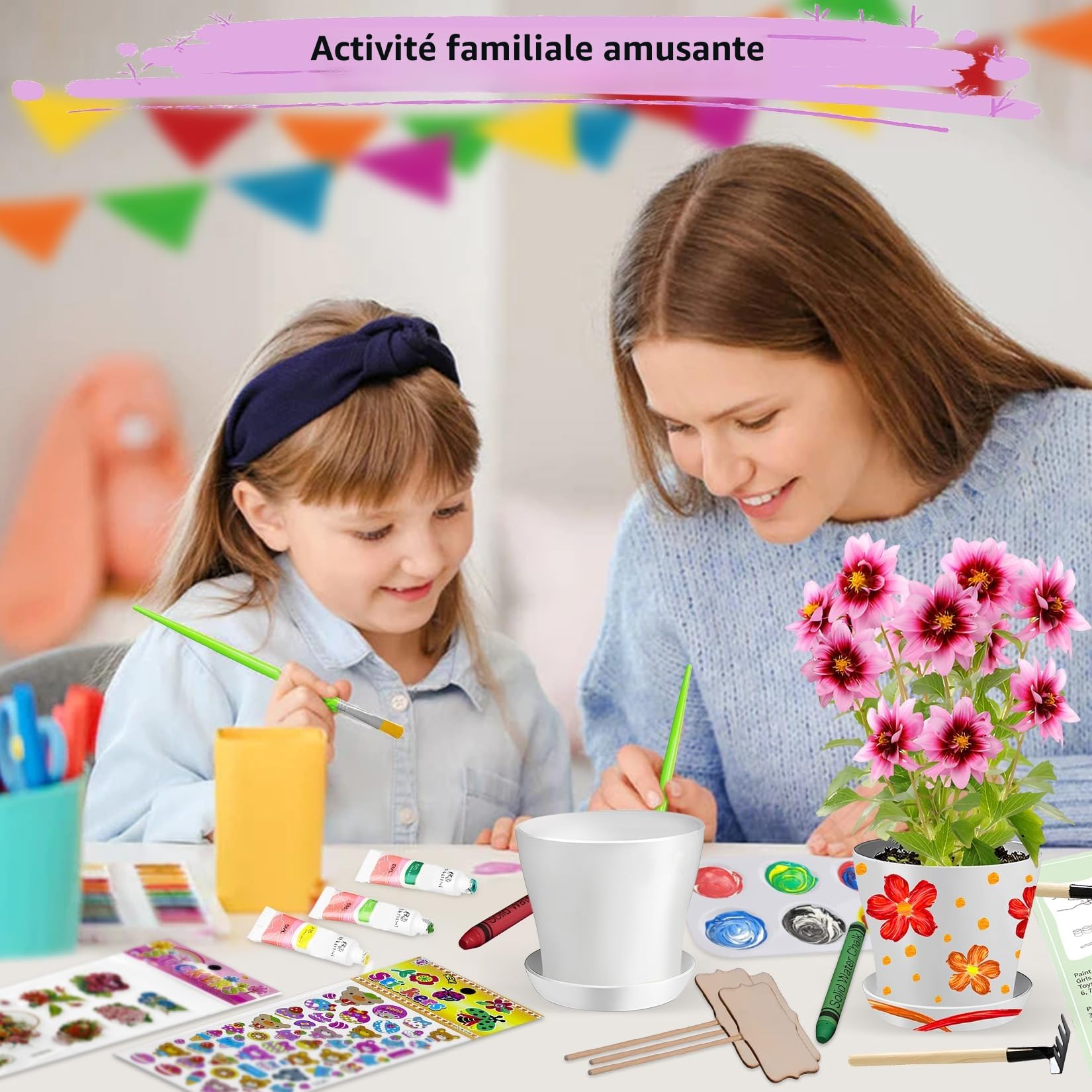 Kit de Jardinage pour Enfants Peinture Plantation Jouet de Jardin Fleurs pour Filles Garçons Cadeau Pots de Fleurs Artisanat Set Jardinage et Plantation pour Enfants de 4 5 6 7 8 9 10 11 12 13 14 Ans