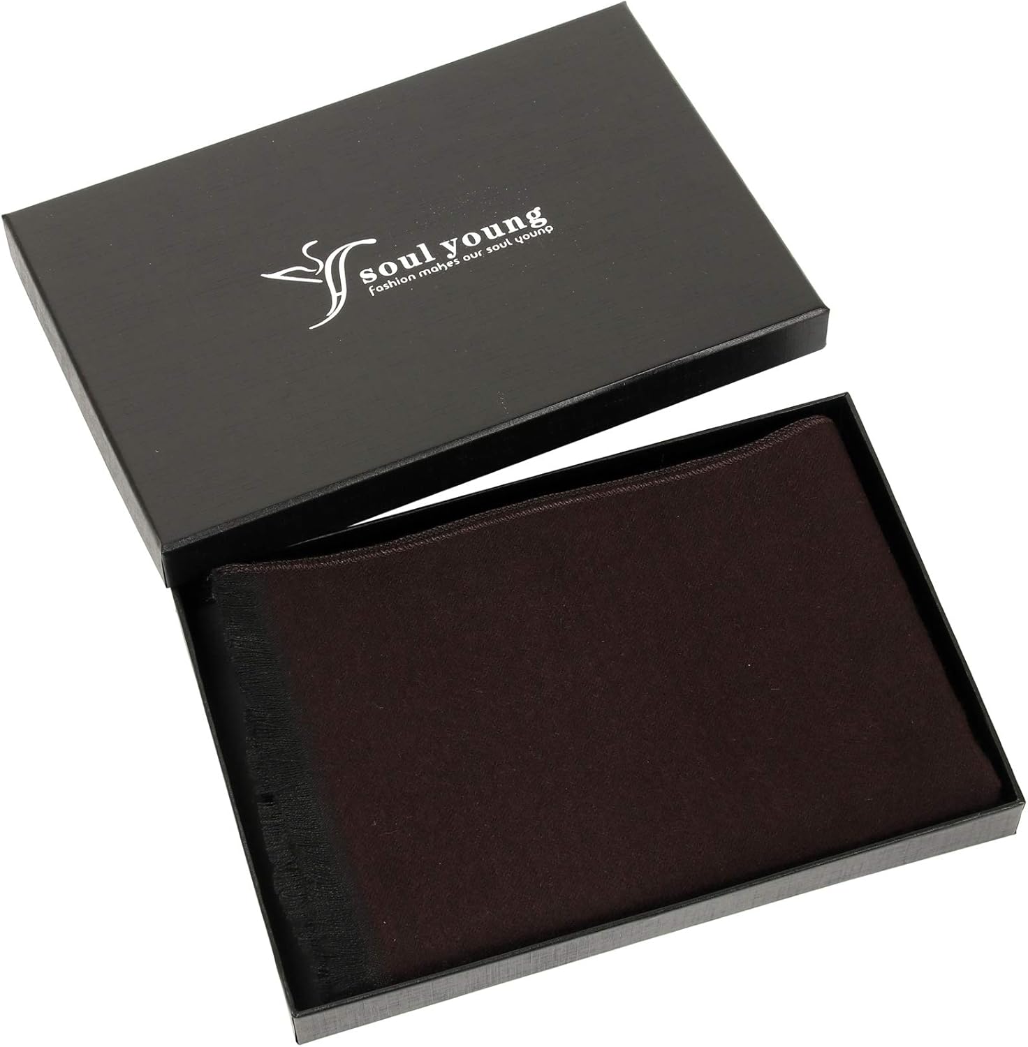 sy soul young Long Cotton Scarf for Men - Warm Fringe Plaid Scarves With Luxurious Gift Box - Image 2