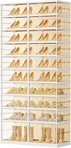 10 niveles 20-40 pares de cajas de zapatos plegables, estante grande de plástico para almacenamiento de zapatos, organizador de zapatos plegable