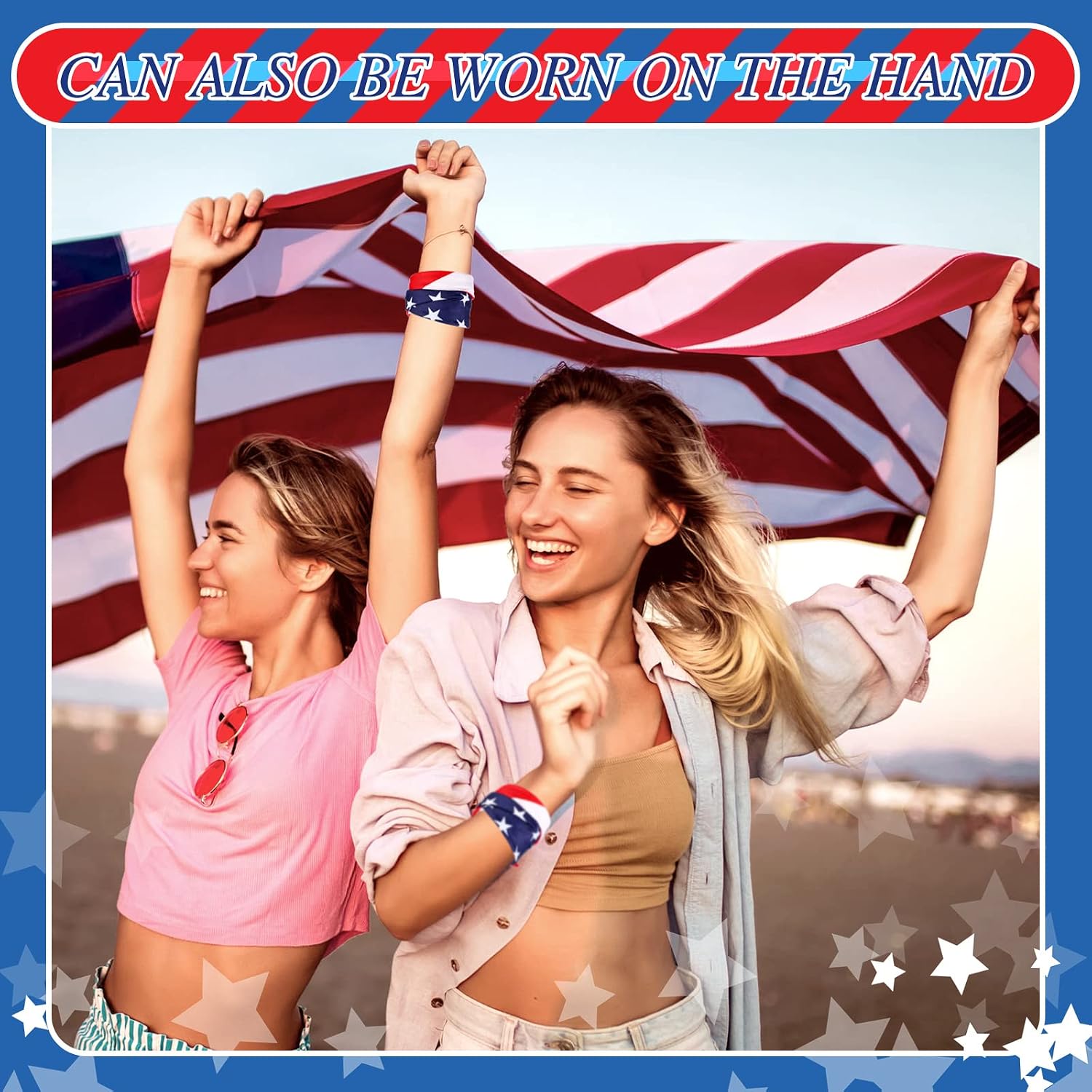 Retisee 48 Pcs Labor Day American Flag Bandanas Polyester American Flag Headband Patriotic Bandanas for Women USA Bandana for 4th of July Independence Veteran Day Party Supplies