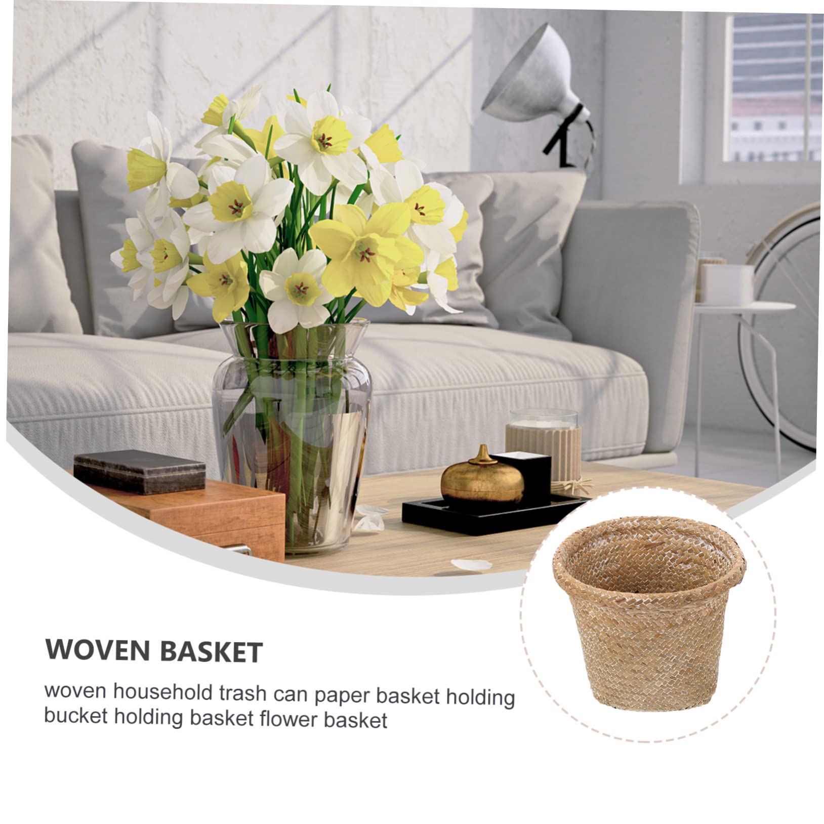 PRETYZOOM 2pièces Panier Pour Fleurs Organisateur Décoratif De Maison Et Chambre Conteneur à Déchets Et Panier De Rangement Corde Naturelle