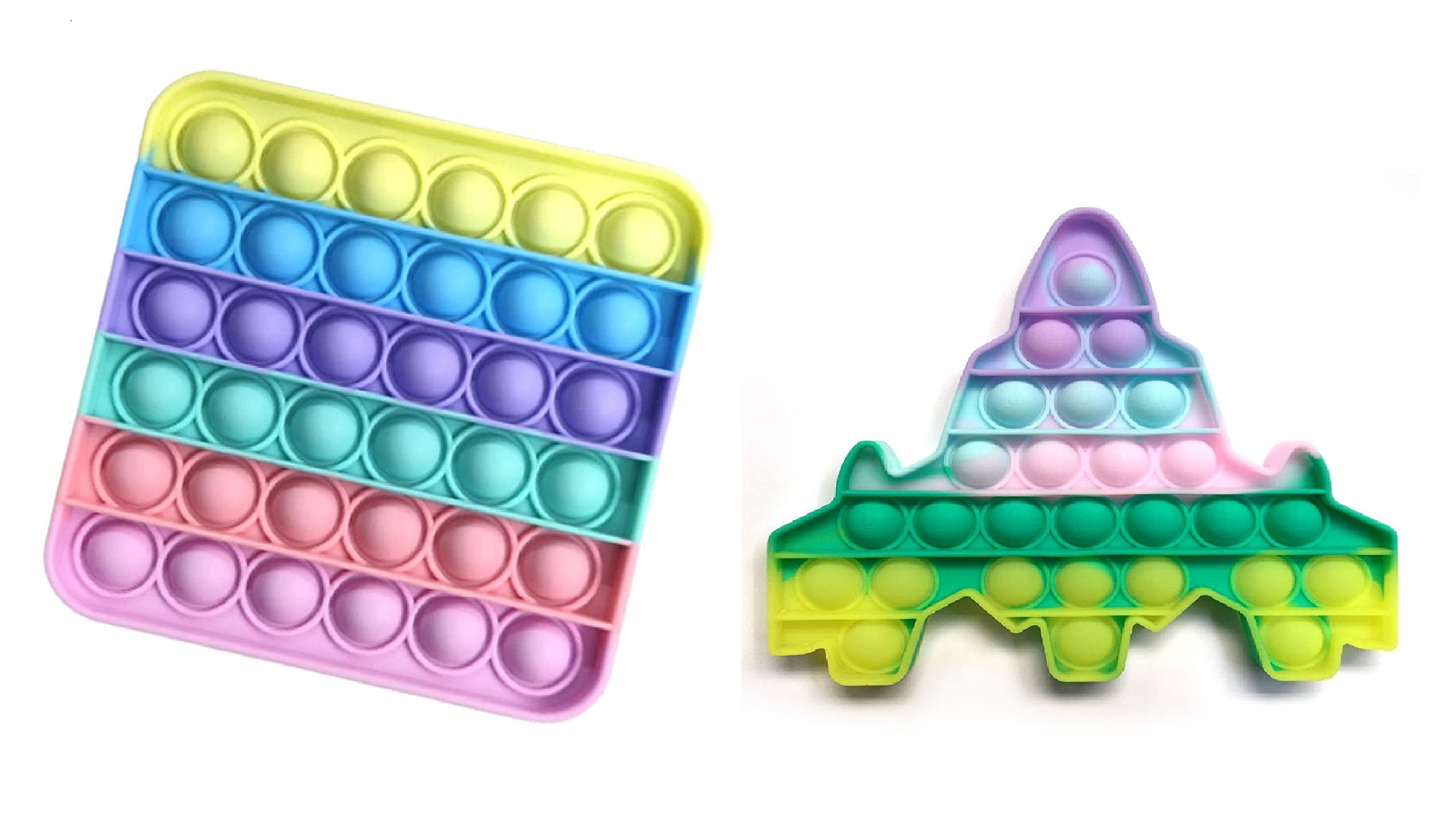Chigy Wooh Push Pop Bubble Fidget Toys for Kids ADHD Special Needs Silicone Toy Stress Relief Toy, Sensory Toys Novelty Gifts for Girls,Boys and Adults [Airplane+Mac Square]