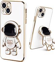 Vista 22 de Funda compatible con iPhone 13, diseño de soporte de astronauta en 3D, protección de cámara, a prueba de golpes, suave cubierta trasera para Apple