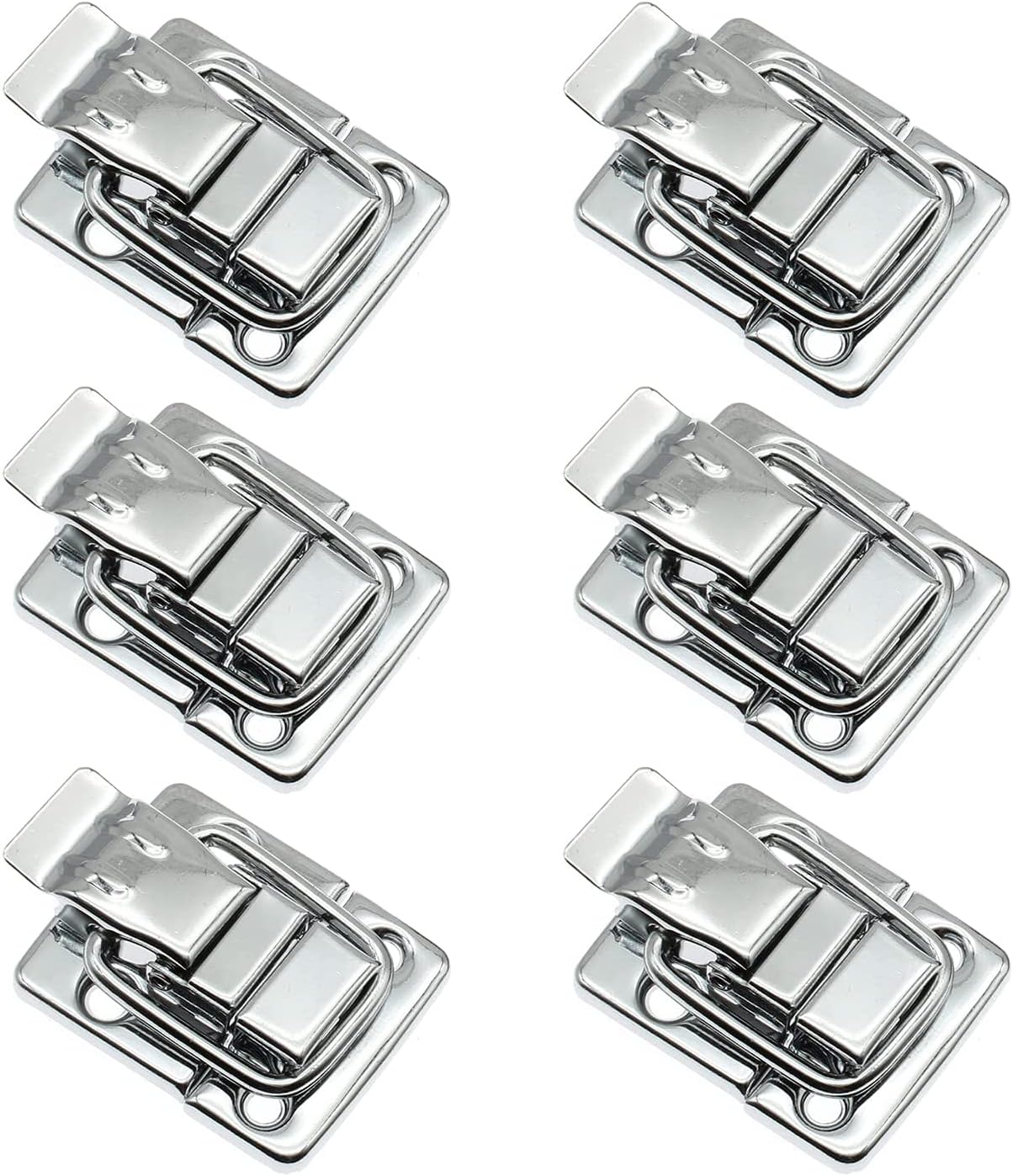 Vintage Toggle Hasp Latches Retro Style Buckle Lock Clasp Antique Hasps with Mounting Screws Used for Jewelry Box Ordinary Box Gift Box Wooden Case Cabinet Toolbox 6Pcs Square (Silver)
