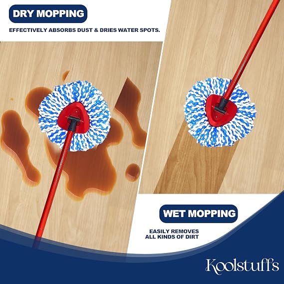 Spin Mop Replacement Head, 3 Pack Refills for RinseClean 2-Tank System