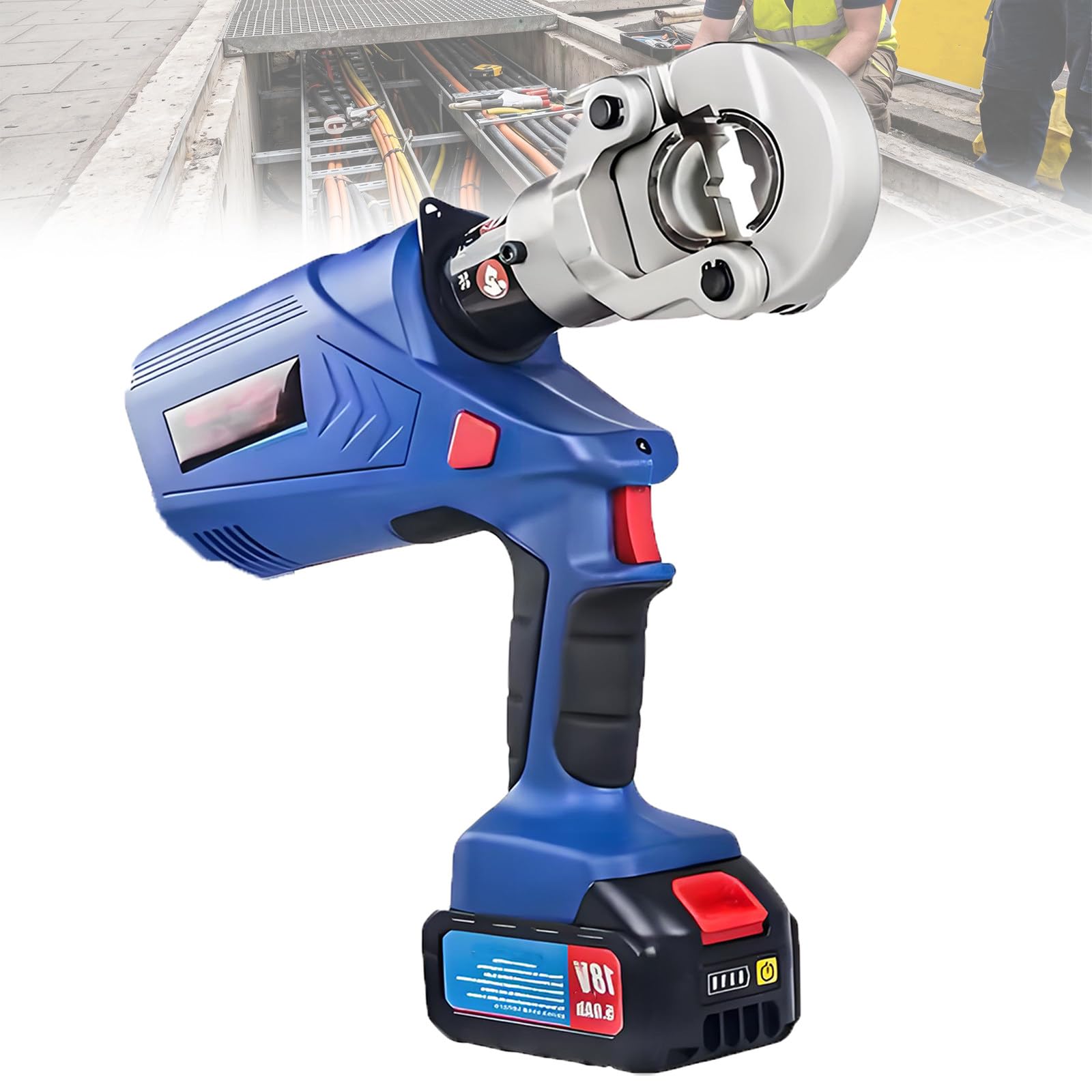 MiyKom Electric Hydraulic Crimping 17mm/42mm Stroke, 60KN/120KN Output Force Cable Terminal Crimper Precision Copper and Aluminum Lug Pressing Tool with 11 Steel Dies EZ300