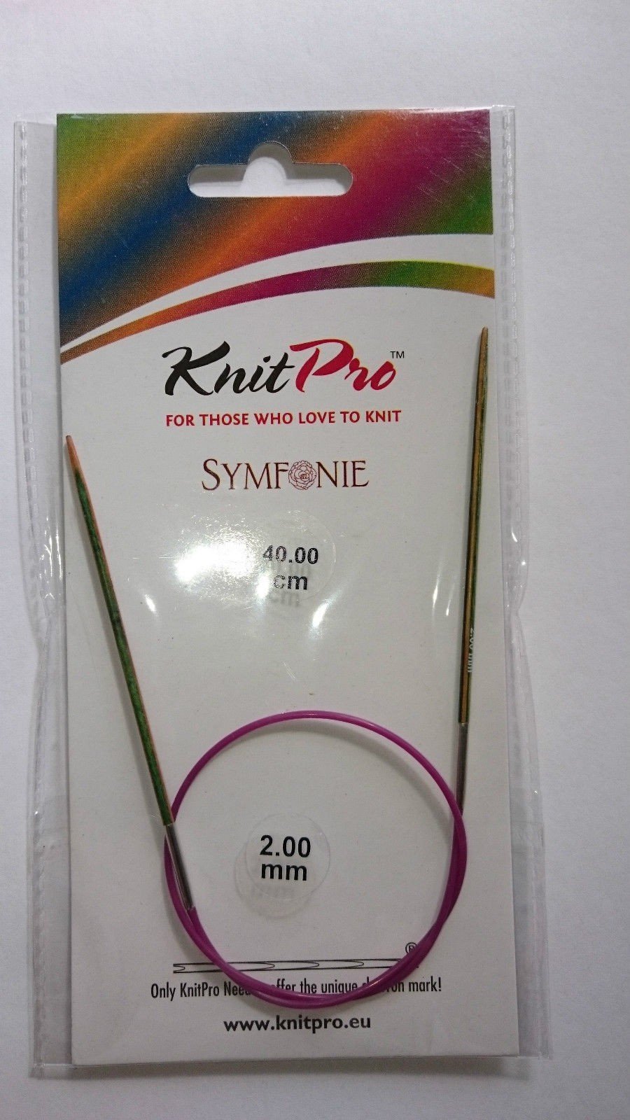 KnitPro 40 cm x 2 mm Symfonie Fixed Circular Needles, Multi-Color, Paars