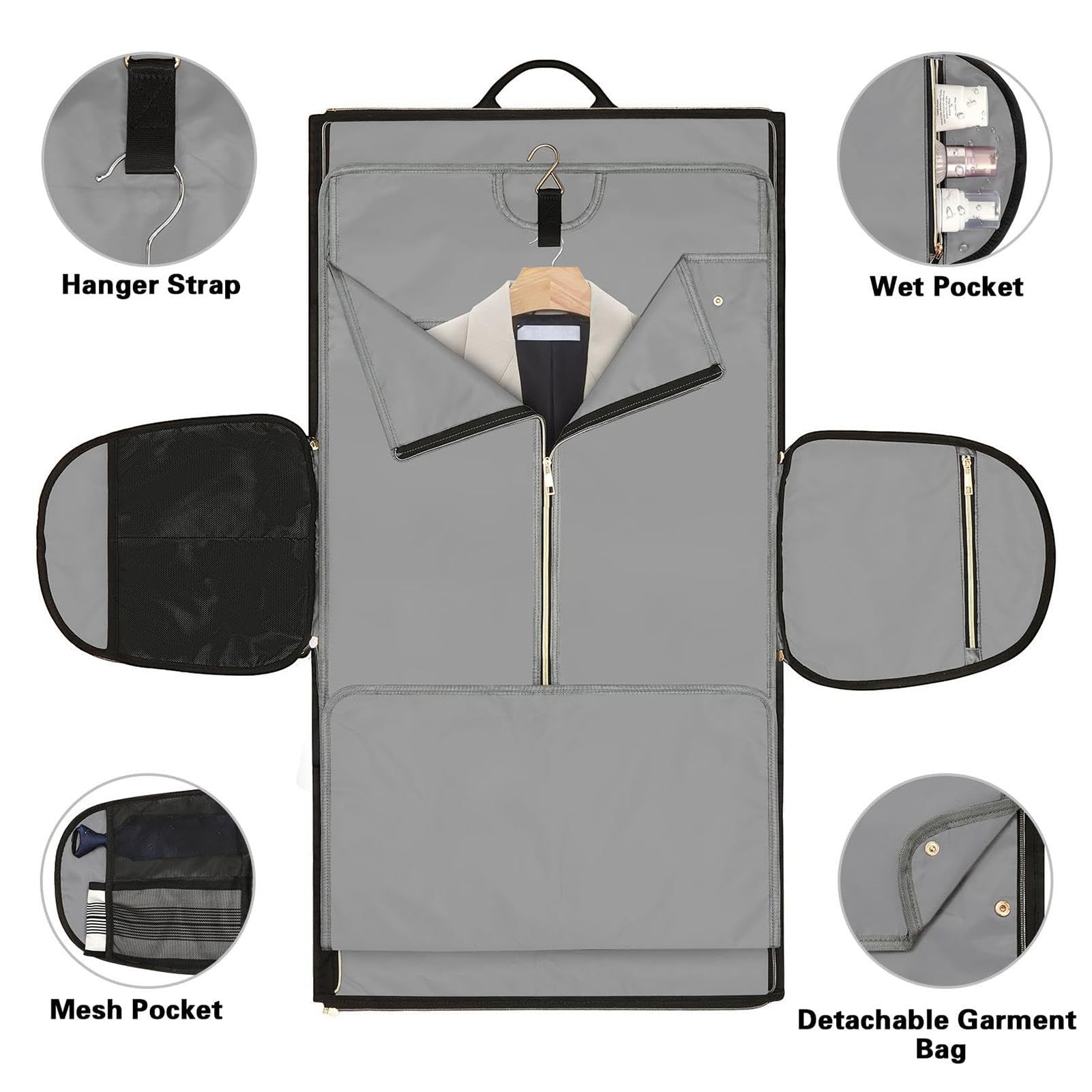 Housses de Costume de Voyage Housses de Vêtements pour Transport Sac de Costume Sacs de Voyage Sac de Sport Poches de Rangeme Sac de Protection pour Costume