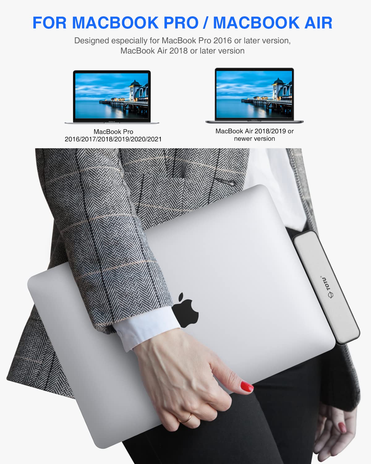 Adaptador multipuerto USB C Hub para MacBook, estación de acoplamiento 8 en 2 para MacBook con HDMI dual, entrega de energía de 92 W, 3 puertos USB 3.0, lector de tarjetas SD y TF para MacBook Pro