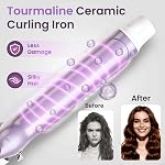 1.25 Inch Ceramic Curling Iron - Long Barrel Fast Heating Curling Wand, Dual Voltage 110-240V Travel,5 Adjustable Heat Settings & Automatic Shut-Off, Professional Hair Curler for Long-Lasting Curls