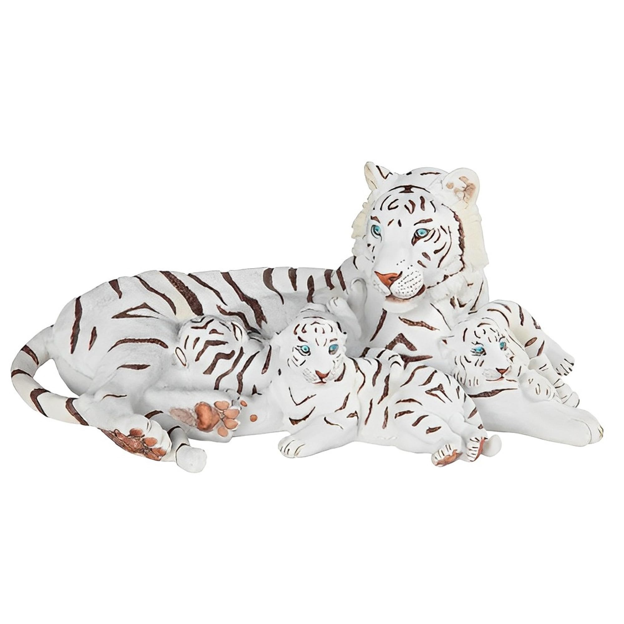ICE ARMOR Figurine de famille tigre blanc de 39,4 cm de large, décoration de bureau, maison, salon, table, cadeau parfait pour pendaison de crémaillère pour une nouvelle maison