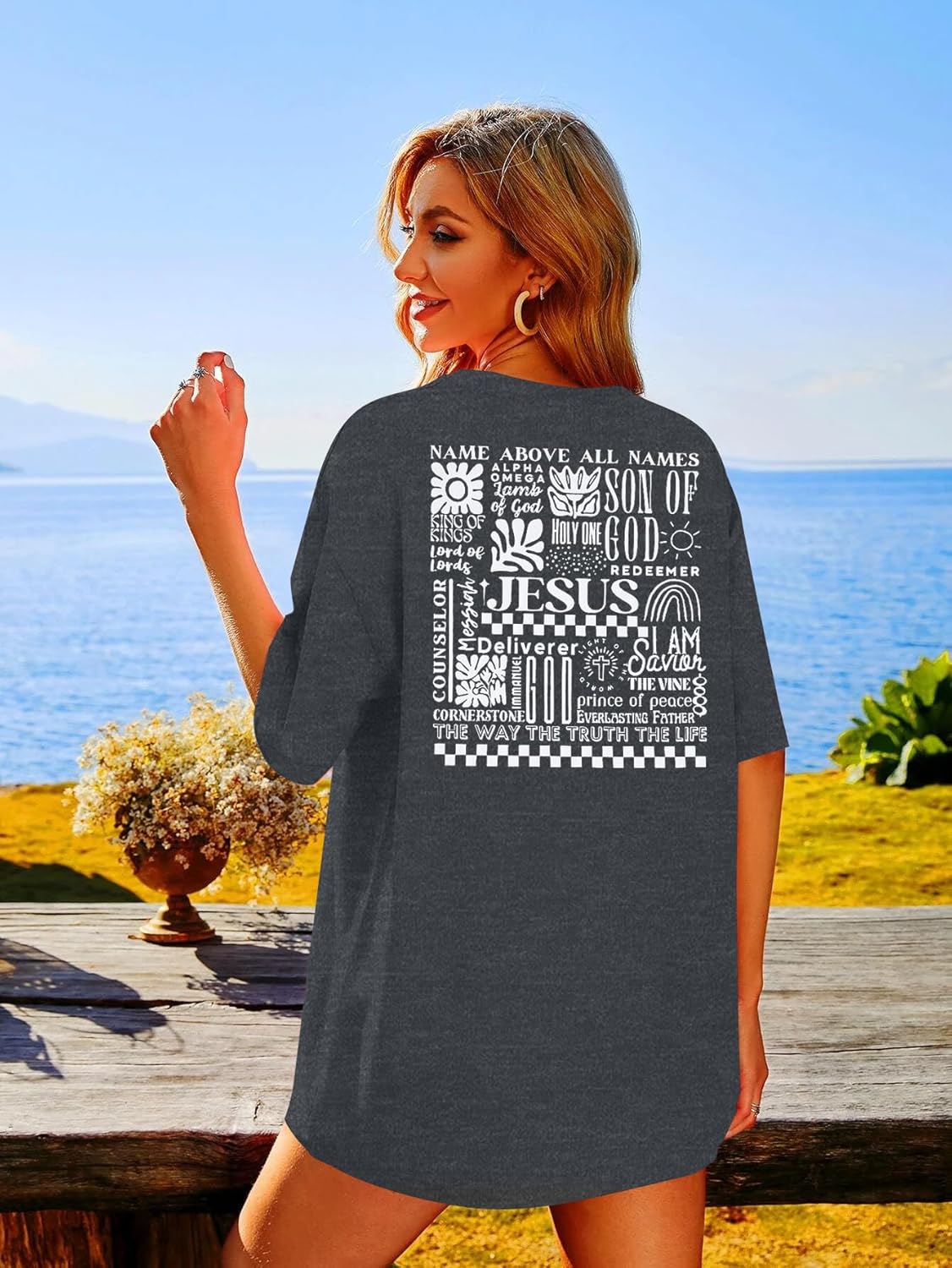 Jesus Oversized Shirts Women Christian: Faith Tshirt Bible Verse Shirts God Religious Tee Christian Inspirational Tops - Image 5