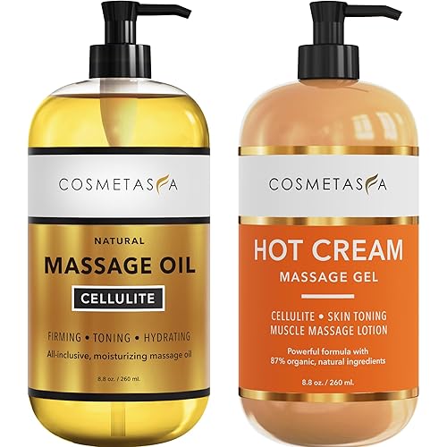 Miniatura 15 de Cosmetasa Gel de masaje de crema caliente con guante masajeador, crema natural y 87% orgánica para celulitis, multiuso, crema tonificante de la