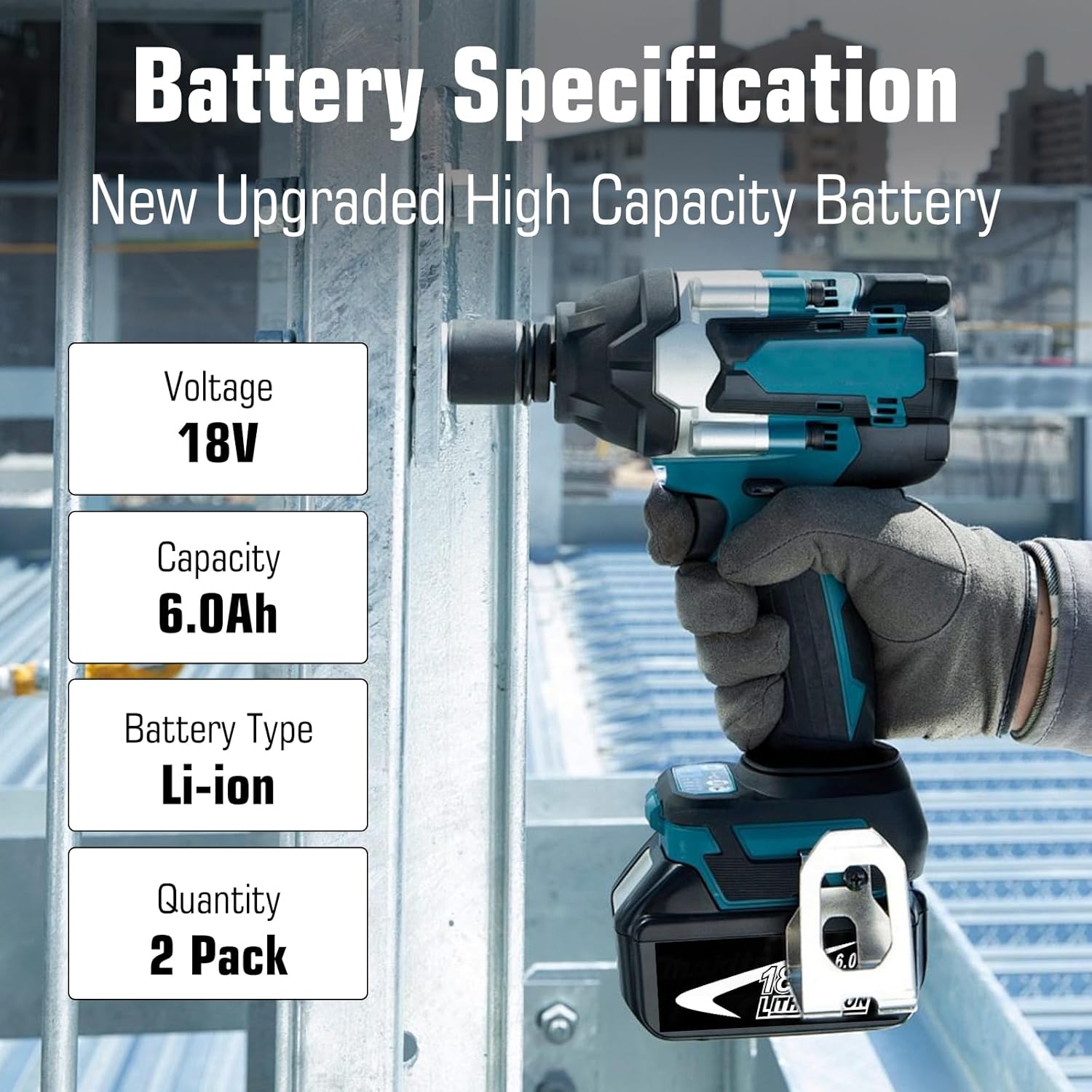 2Pack 18V 6000mAh BL1860B Batteries Replacement for Makita 18V Battery Lithium ion Compatible with Makita 18Volt LXT Battery BL1860 BL1850B BL1840B BL1830B BL1815 LXT400 Cordless Tools - Image 2