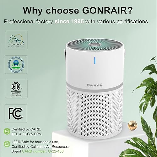 Miniatura 3 de Paquete de 2 purificadores de aire para dormitorio con cuatro filtros dos purificadores de aire ya incluidos para humo polen caspa de cabello olor