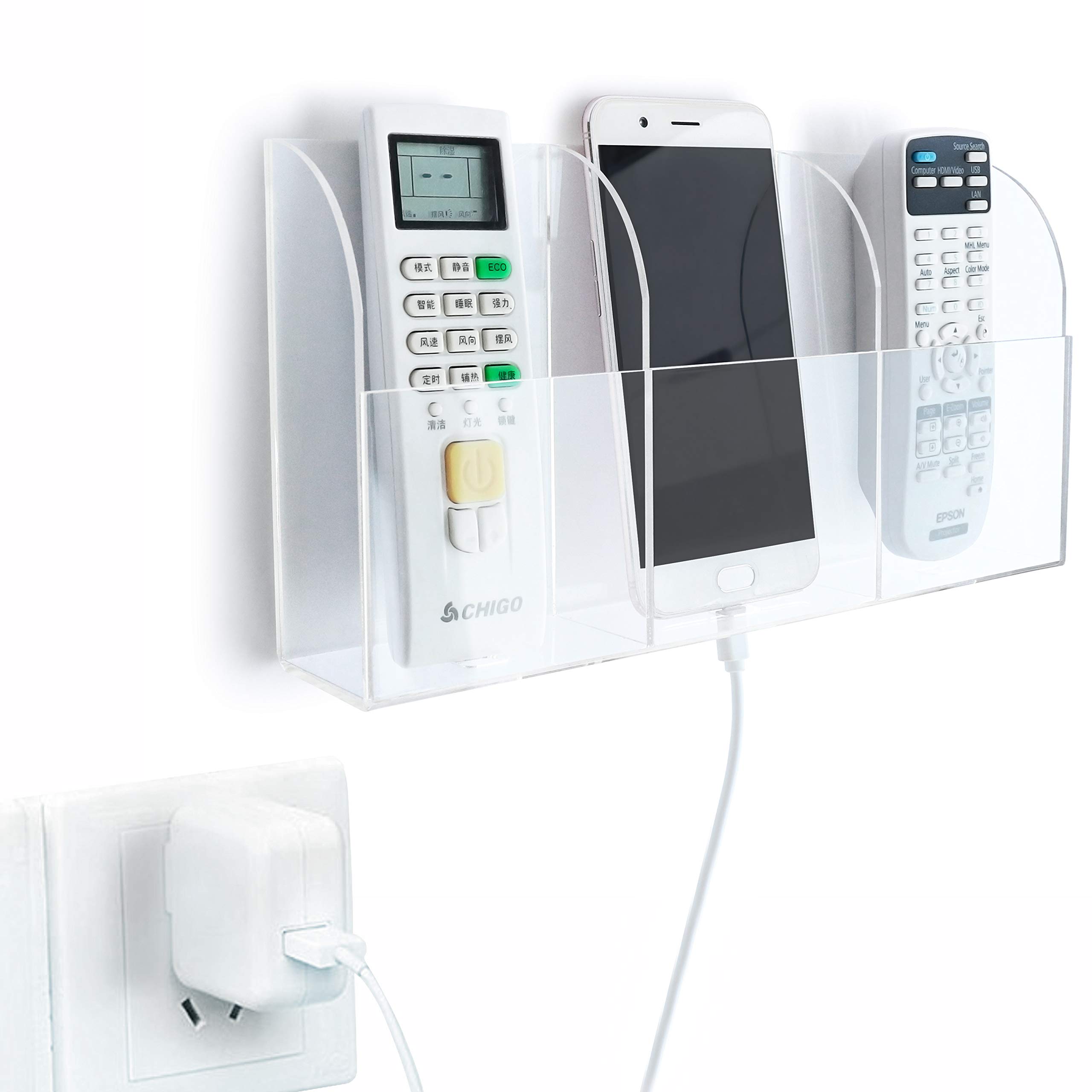 APSOONSELLWall Mount Storage Organizer Box for Phone Remote Control Holder Large 4-WALLBOX-B-3