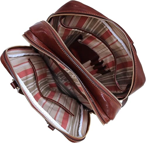 Miniatura 6 de Floto Firenze - Mochila de cuero con asa superior con almacenamiento para laptop, Vecchio marrón, Mango superior Firenze