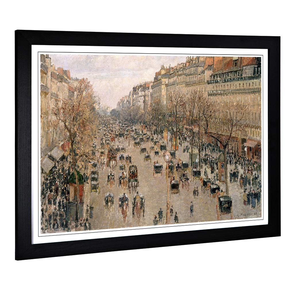 Big Box Art Framed Print of Camille Pissaro Boulevard Montmartre Design | Wall Art Picture | Home Decor for Kitchen, Living Room, Bedroom, Hallway, Black, A2 / 24.5x18 Inch / 62x45cm