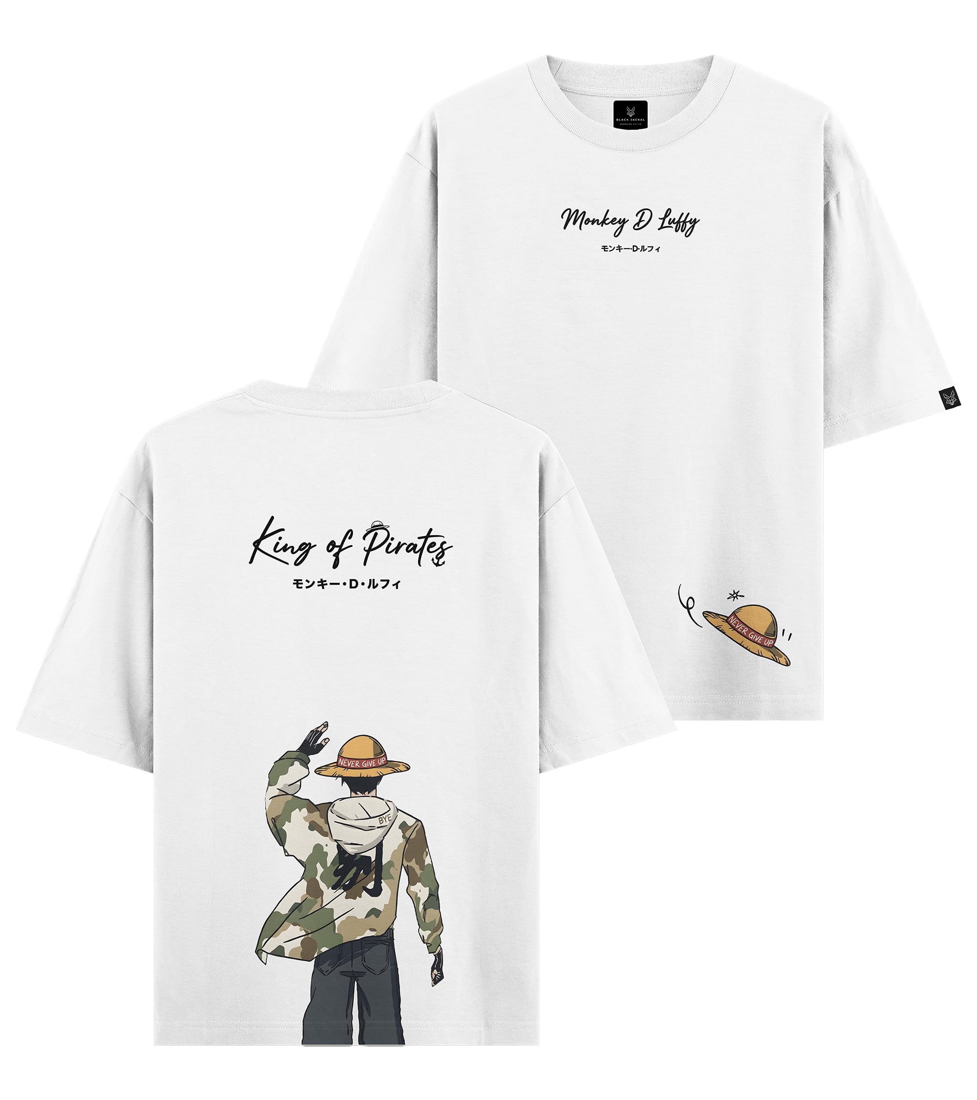 Black Jackal | Monkey D Luffy Premium Oversized Unisex T-Shirt Graphic Anime Tee One Piece Inspired Design Heavyweight 240 GSM Cotton Fabric Unisex Fit