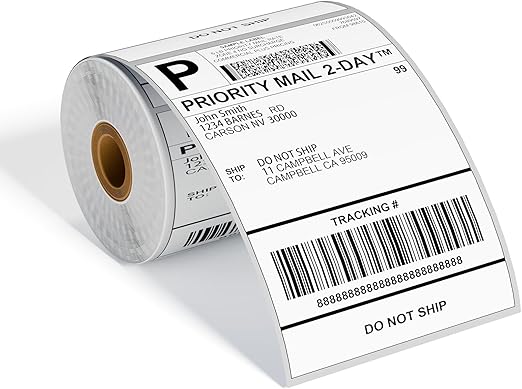 4x6 Thermal Labels, Shipping Address Label (Pack of 250 4x6 Roll Labels) - Compatible with JADENS, ASprink, Phomemo, Rollo, Zebra, Omezizy and Other Thermal Printers