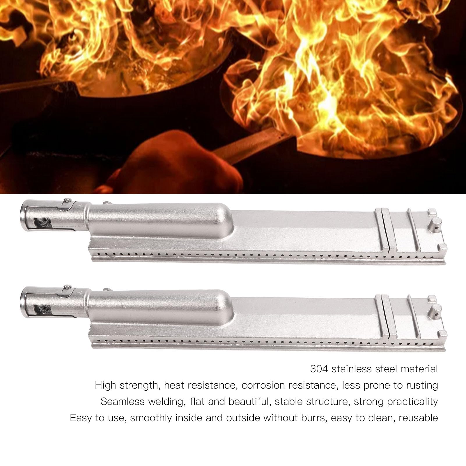 Tubos de Quemador de Parrilla de Gas Hechos de Acero Inoxidable 304 Paquete de 4 Piezas de Repuesto de Tubos de Quemador de Barbacoa de Alta Resistencia Tubos de Quemador de