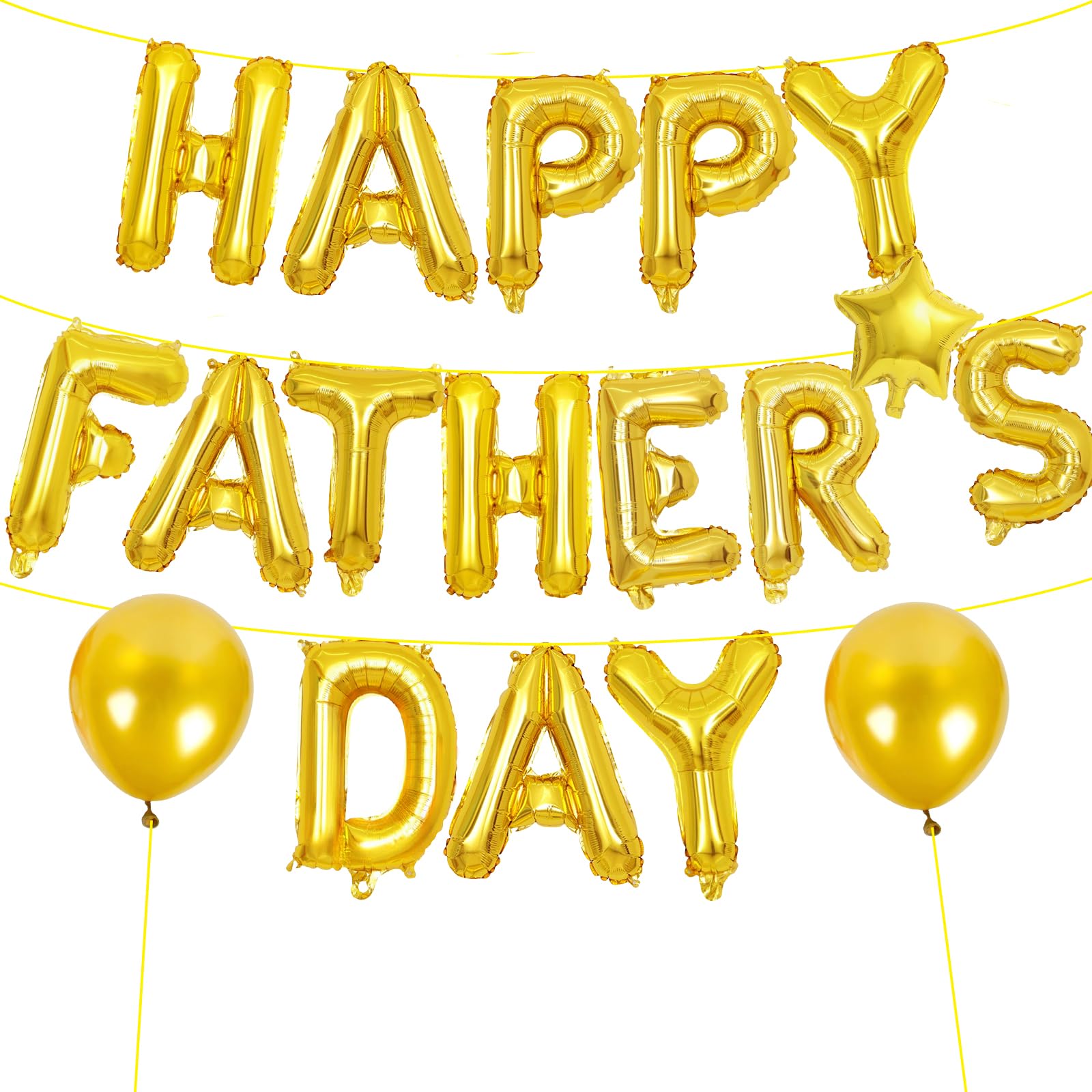 16 Inches HAPPY FATHER'S DAY Letter Balloon Banner with Star and Latex Balloons - Mylar Foil Alphabet Balloons Sign for Father's Day Dad Party