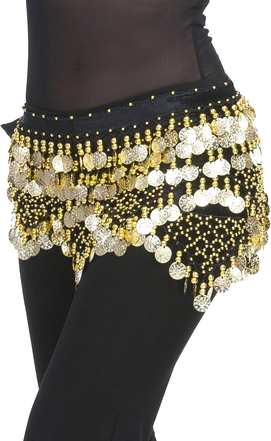 Women's Indian Dance Belly Dancing Hip Scarf Belt Skirt Accessories with Wave Gold Coins - Image 6