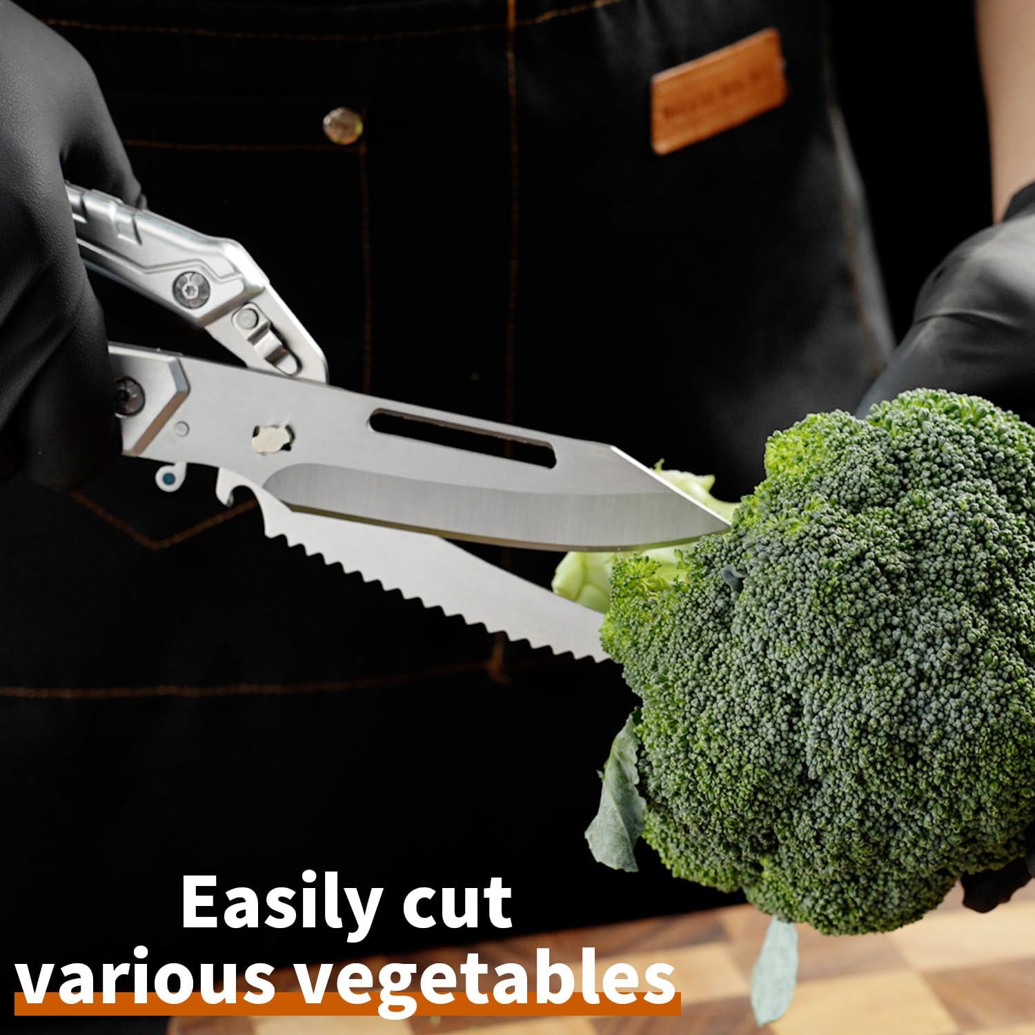 2PCS Brisket Carving Knife and All Purpose Kitchen Shears Set, Heavy Duty Poultry Scissors, Butcher Slicing Knife for Vegetable Meat Beef Turkey Cutting, Gifts for Men Women - Image 5