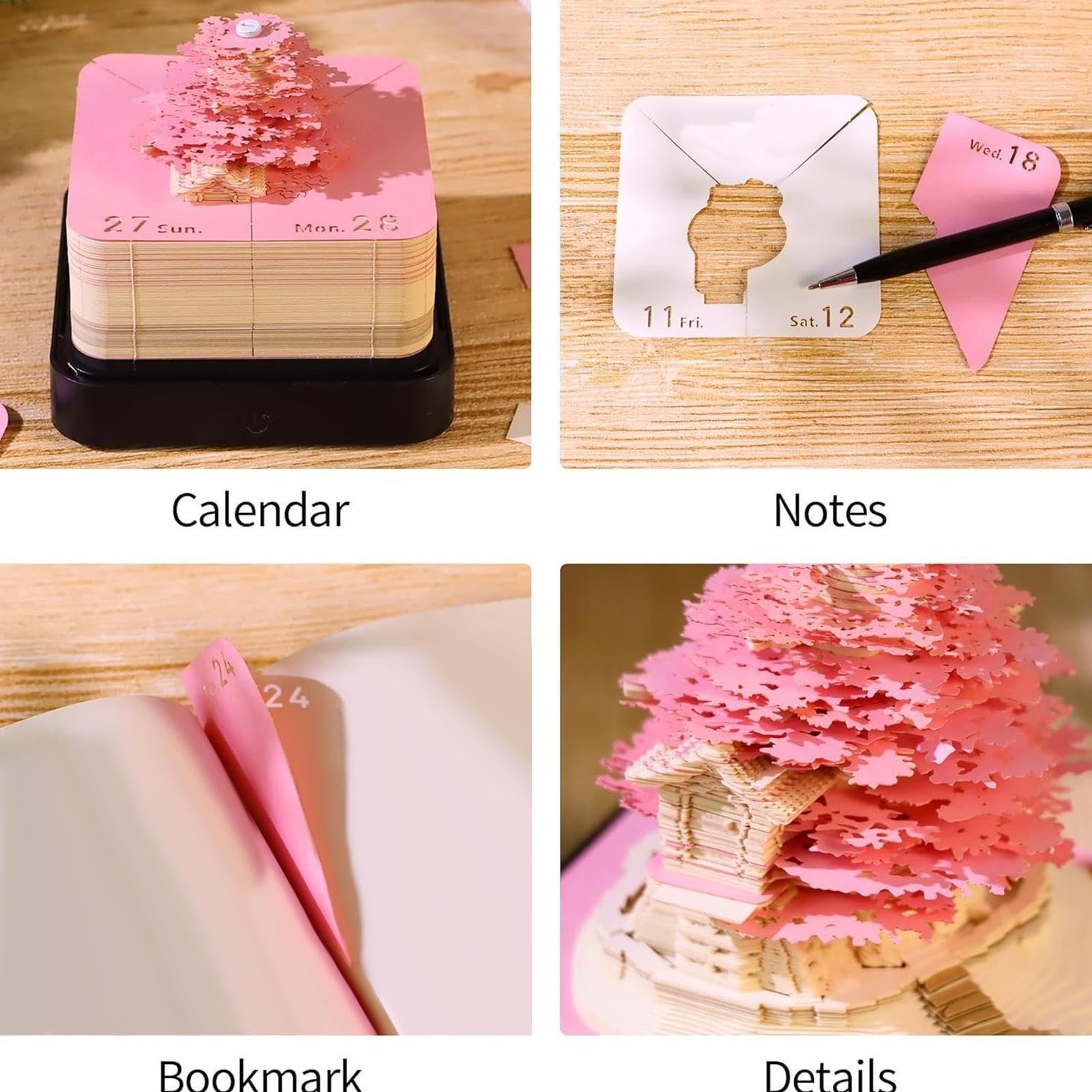 Kalendarz Zegarowy 2026 Uroczy Zabawny Estetyczny Odrywany | Zrywany Kalendarz z Carvingiem i Notatkami do Szkoły, Biura, Kuchni, Salonu, Sypialni, Gabinetu, Półki z Książkami, Biurka