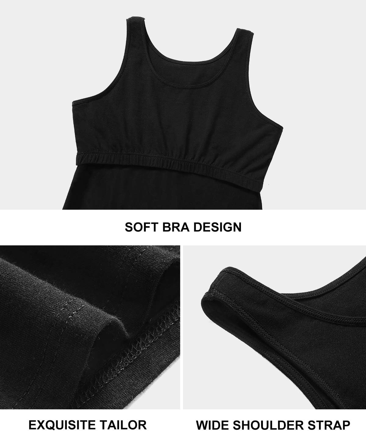 Vislivin Cotton Tank Tops with Shelf Bra for Women Stretch Tanks Wide Strap Undershirts - Image 6