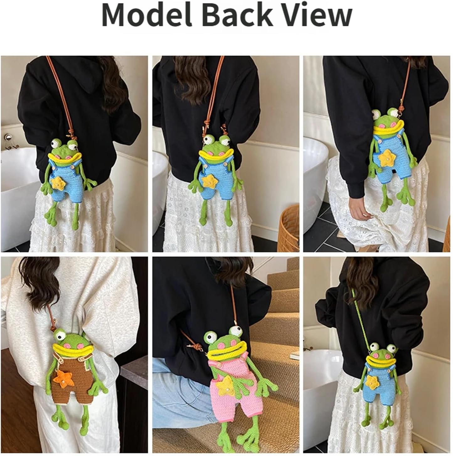 Frog Bag, Crochet Big-Mouth Frog Crossbody Bag with Adjustable Strap Knitted Phone Bags Frogs Purse for Women