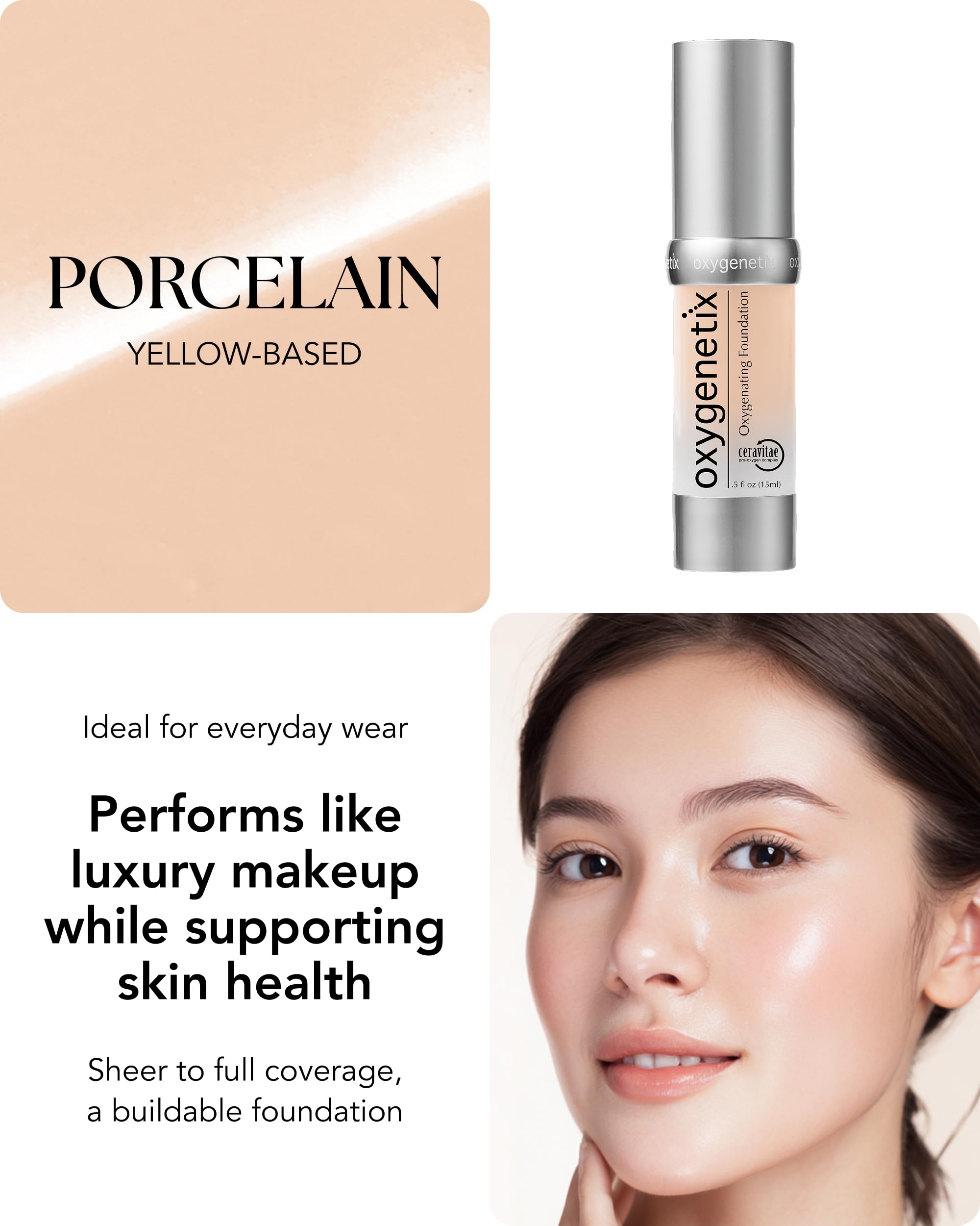 Oxygenetix Oxygenating Foundation Porcelain | Breathable Makeup Buildable Coverage with Weightless Feel Longwear Foundation Safe for Sensitive or Laser-Treated Skin product thumbnail 6
