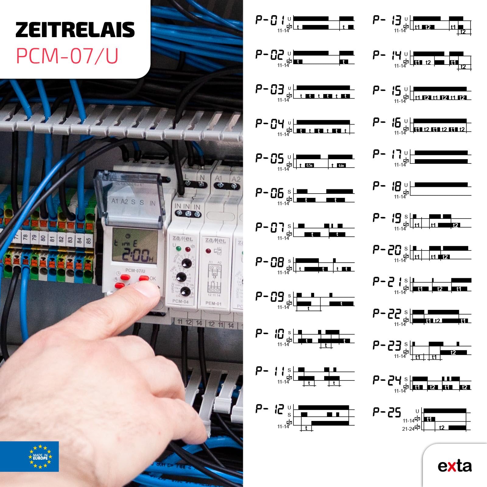 Zeitrelais 24-230V AC/DC typ: PCM-07/U