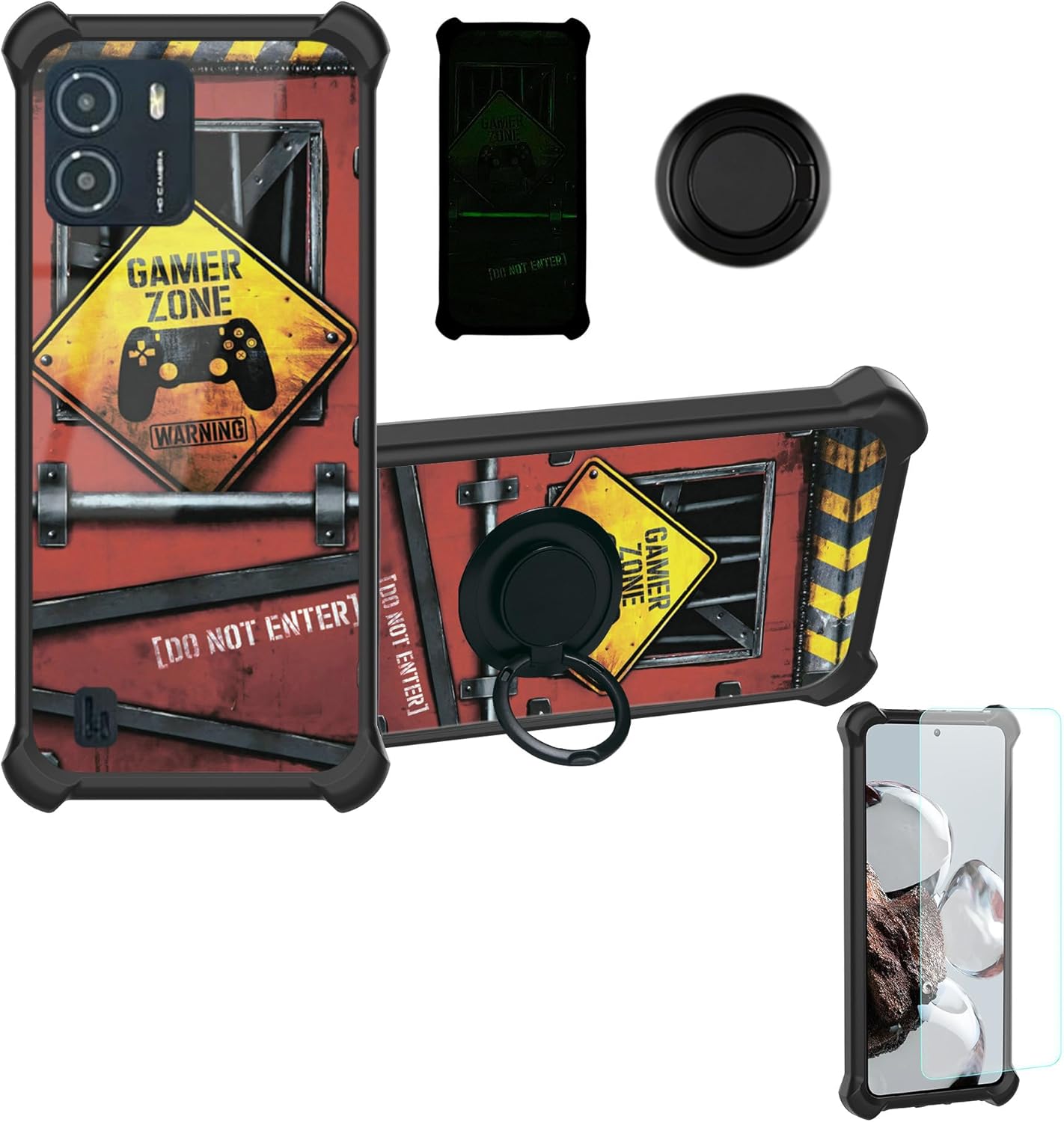 Maxwest Astro A63 Case and Tempered Glass Protector Components