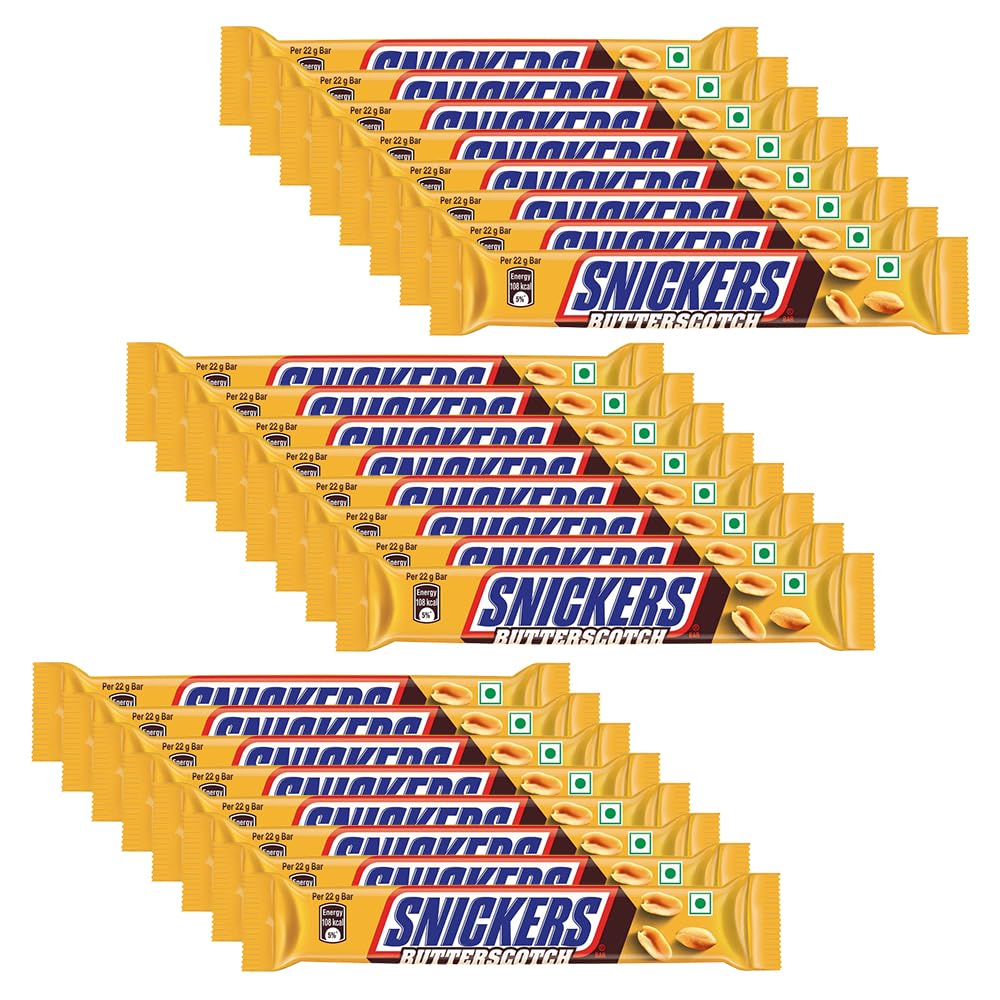 Snickers Butterscotch Flavour Peanut Chocolate Bar | Loaded with Delicious Butterscotch, Peanut, Nougat and Caramel | Nutty Delight for Gifting on All Occasions | 22g | Pack of 24 (B0CWV93H34) Amazon Price History, Amazon Price Tracker