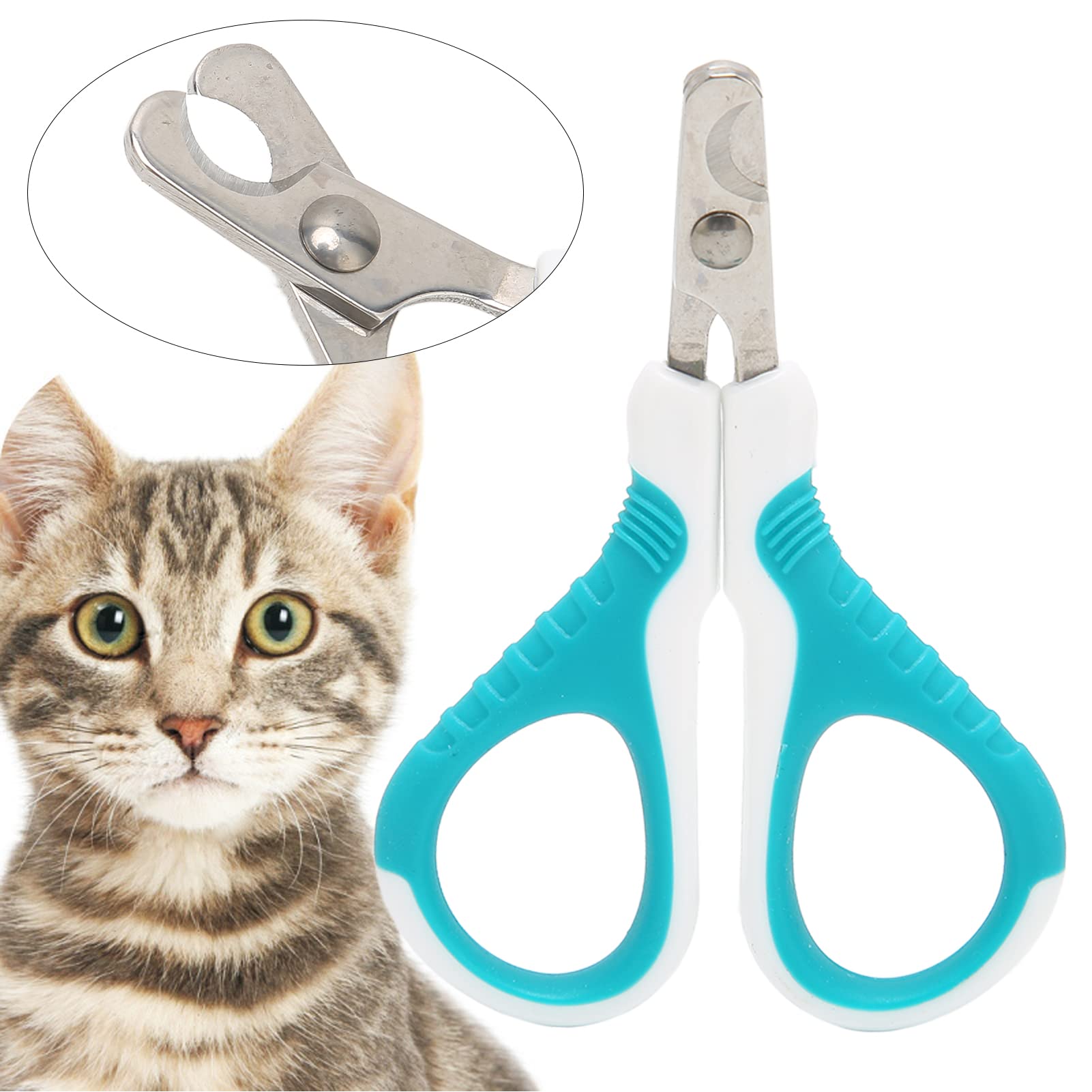 Pet Nail Clippers Stainless Steel Pet Nail Trimmer Cat Kitten Claw Nail Clippers for Trimming with Ergonomic Grips for Dogs Cats