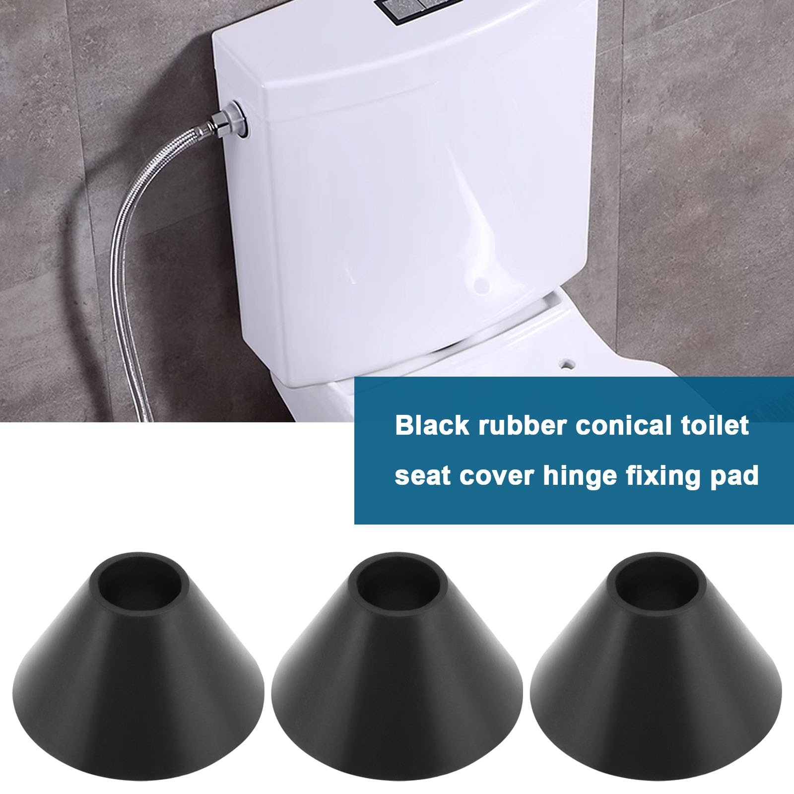 The Lord of the Tools 10pcs M8 Toilet Bolt Rubber Washers for Toilet Seat Hinge Fitting Replacement 25mmx10mmx14mm Screws Toilet Tank Conical Non Slip Washers Black - Image 3
