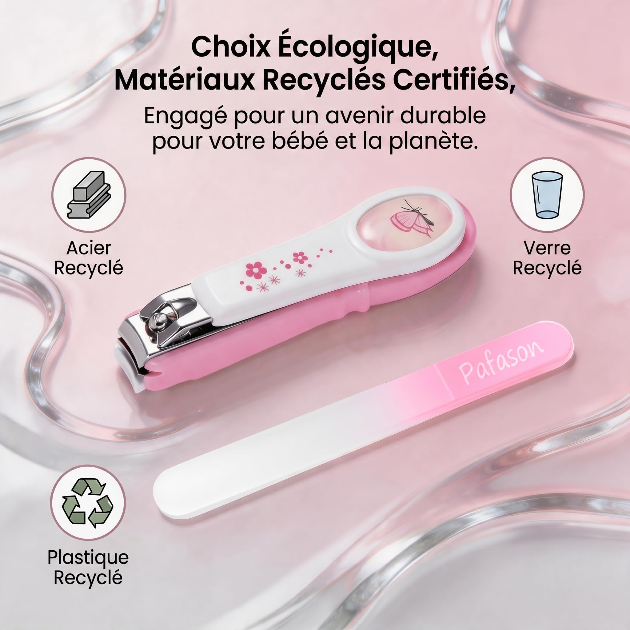 PAFASON Bébé Enfant Sécurité Ongles Coupe Ongles Coupeur Garniture avec Attrape Ongles et Bébé Lime à Ongles en Verre, Idéal pour Jeunes Enfants Nourrisson, Nouveau-nés Tout-petits