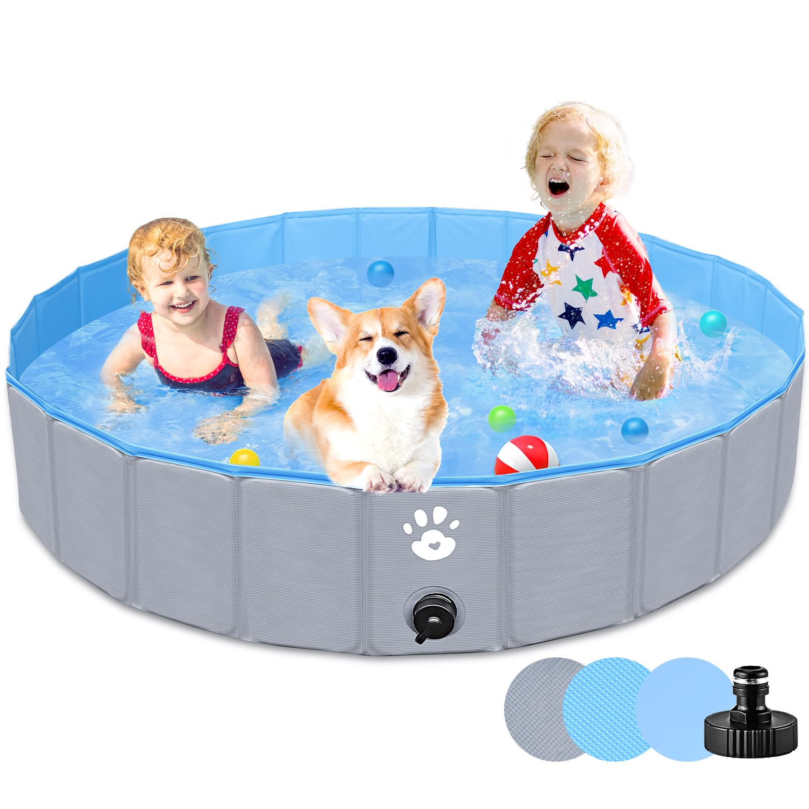 Gindoly Hundepool,Faltbare Hundepools für Kleine, Mittlere&Große,Swimmingpool Planschbecken Hundebadewanne Faltbarer für Hunde und Katzen,Abriebfest&Rutschfest-160 * 30cm