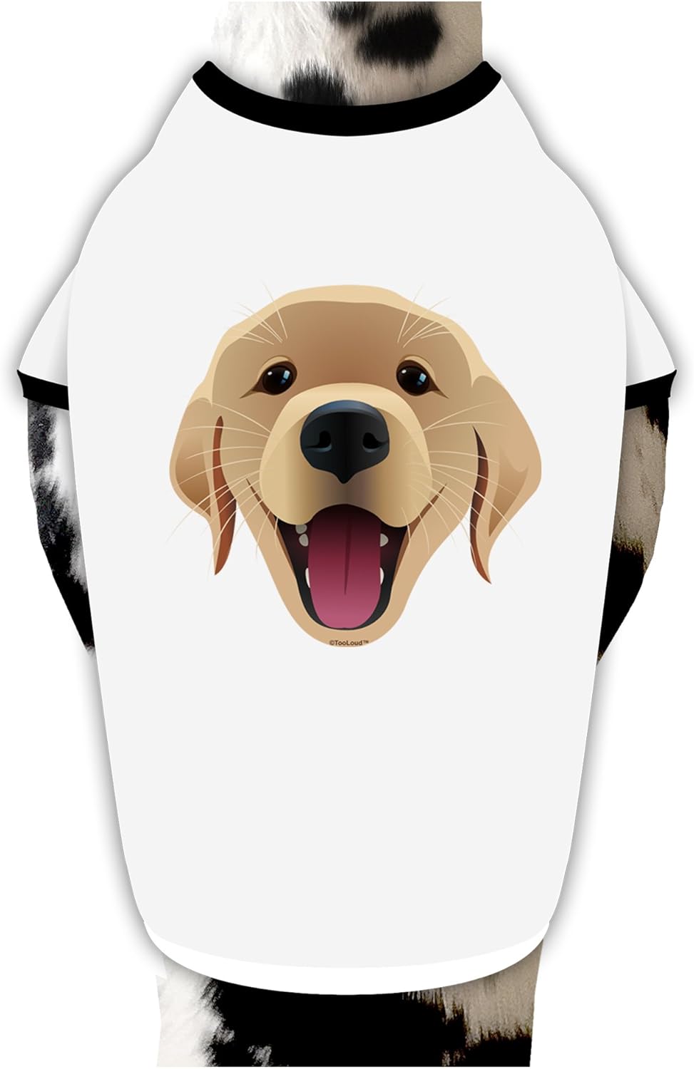TOOLOUD Cute Golden Retriever Puppy Face Cotton Dog Shirt White with Black XL