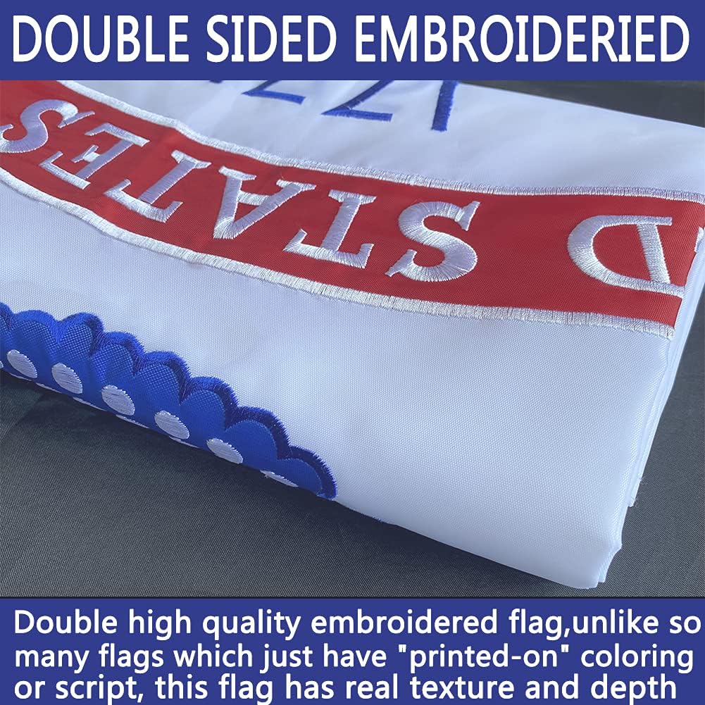 Embroidered US Army Flag 3x5 Outdoor Double Sided- Vivid Color United States 1775 White American Army Flags