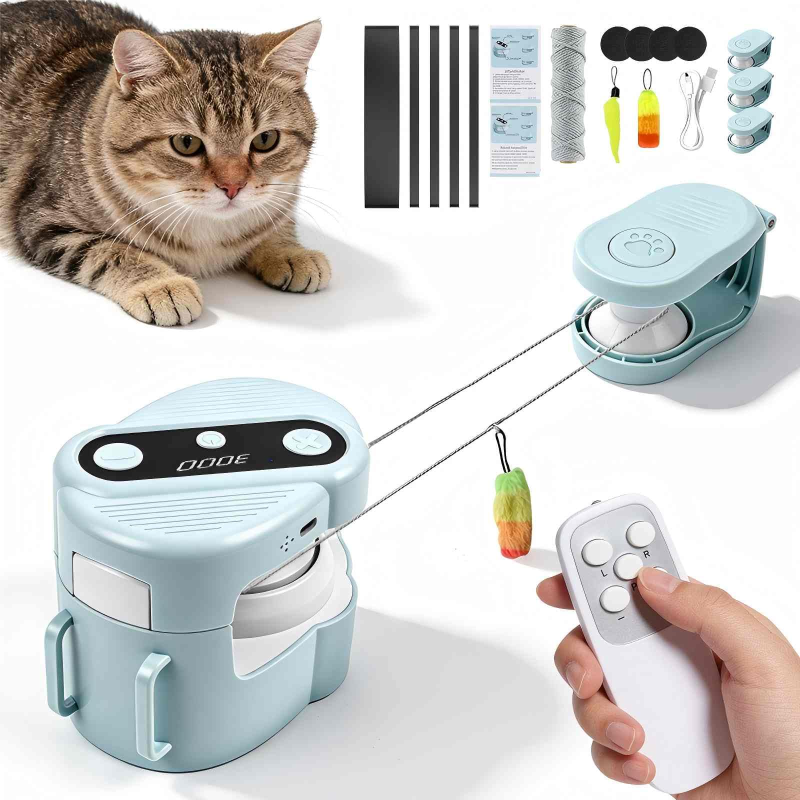 Giocattolo interattivo per gatti da interni, 3 velocità automatico/manuale, giocattolo per l'inseguimento del gatto, giocattolo per l'arricchimento e l'esercizio per gatti annoiati da
