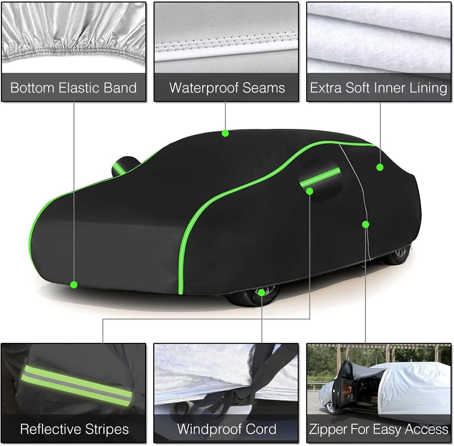 Housse de Voiture pour Nissa𝘯 Kicks 2018 2017-2020 (429.5 x 176 x 158.5cm),Tissu Oxford résistant à la Pluie,à la Neige,à la poussière,au Soleil,Doublure en Coton,Aspect élégant