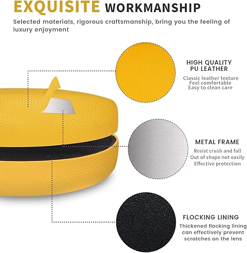 Vista 4 de molshine Estuche rígido para gafas de sol, estuche clásico para gafas de sol,Gafas con paño de limpieza,Bolsa