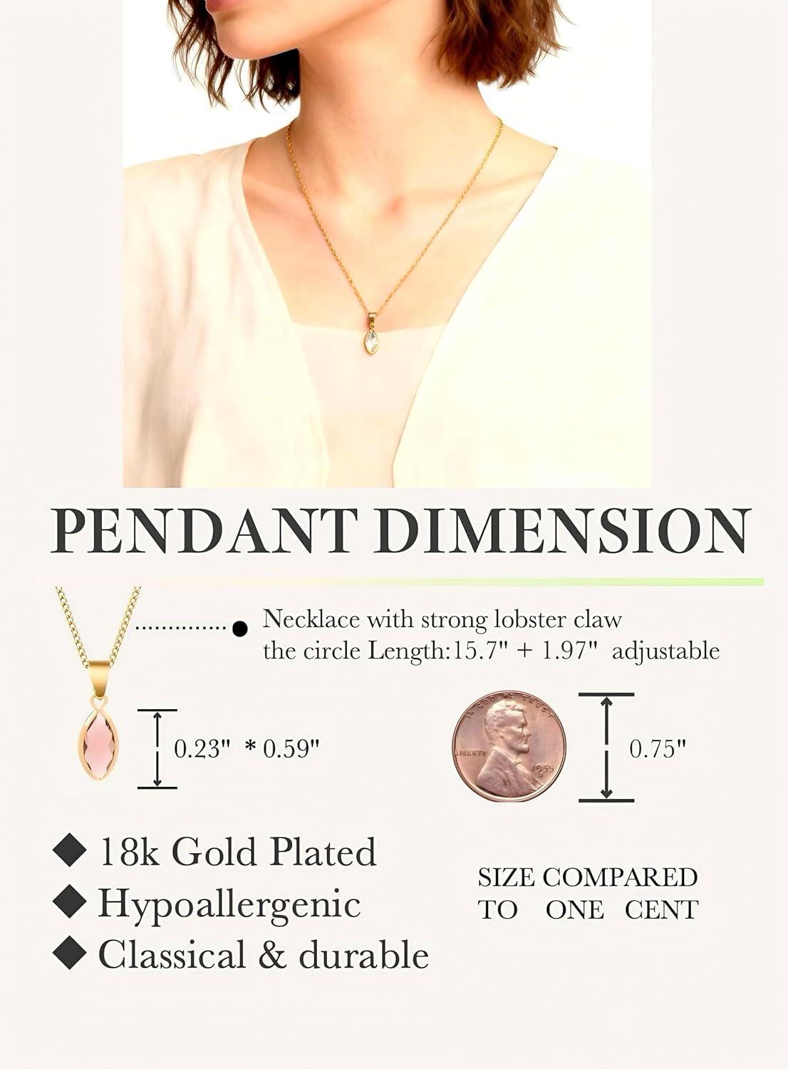 Birthstone Necklace for women trendy 18k Gold Plated Stainless Steel Sparkling Cubic Zircon Leaf Type Necklace for Women, Dainty Minimalist Birthstone Jewelry Gift - Image 3