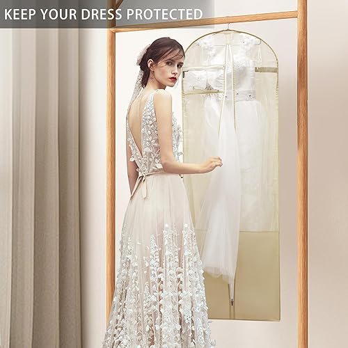 Miniatura 5 de ANZORG Bolsa de vestido de novia de 70 pulgadas para vestidos largos, bolsa de ropa de viaje para baile de graduación, vestido de noche, enagua con