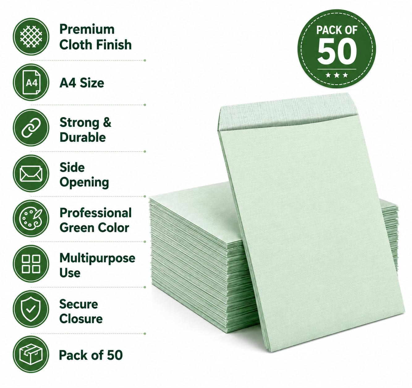 Tia Crafts A4 Cloth Lined Secure Courier Envelopes 10x12 Inches | Heavy Duty Paper Covers for Business & Legal Documents | Pack of 50 4
