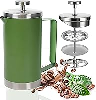 Vista 12 de Cafetera grande de prensa francesa de 50 oz (1.5L), prensa de té aislada de doble pared de acero inoxidable 304 para acampar, hacer senderismo