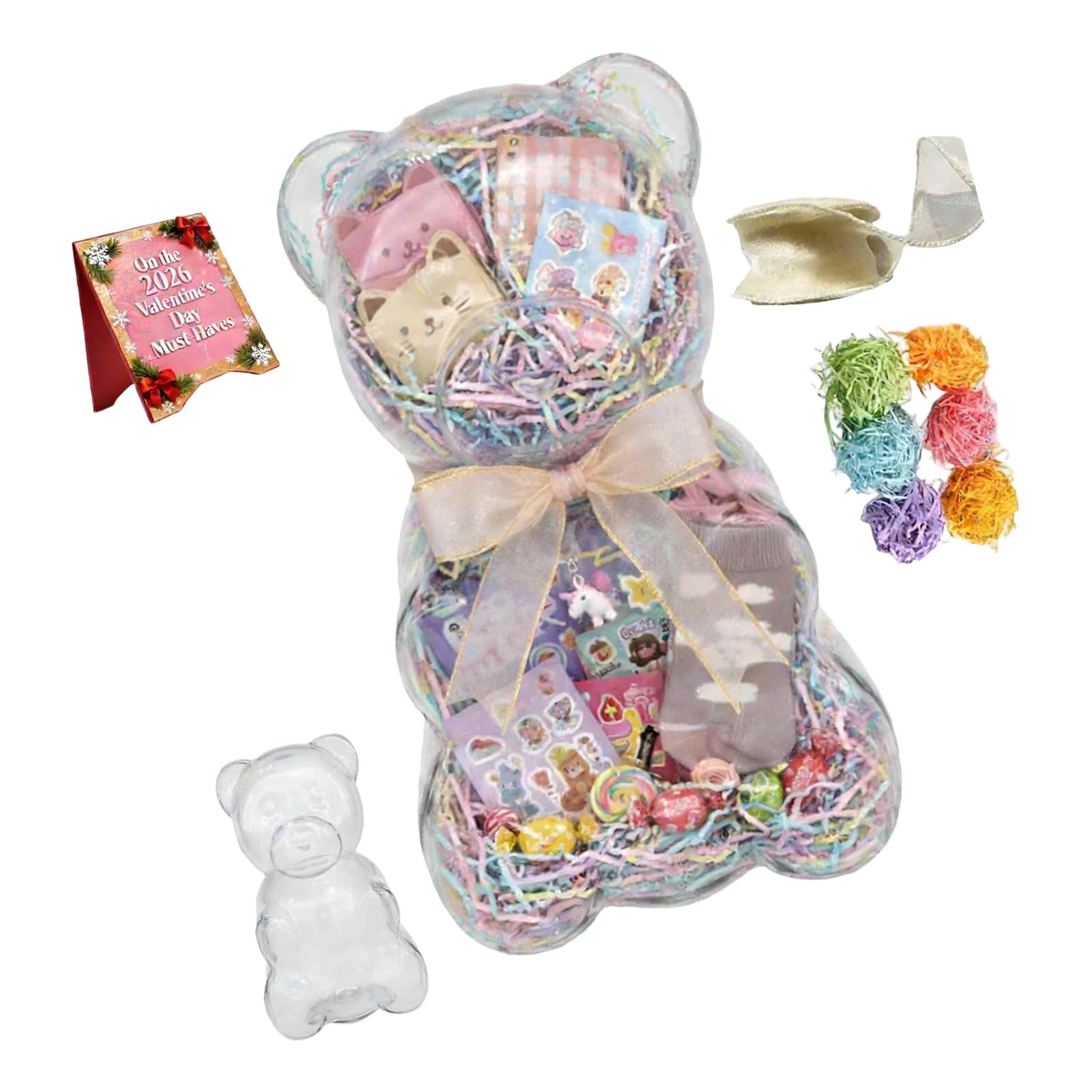 Xjdzineq Festives Bear Themed Candy Container with Bowknot Ribbon Gift Box Dispenser for Party Gift and Sweet Treats Party Candy Container